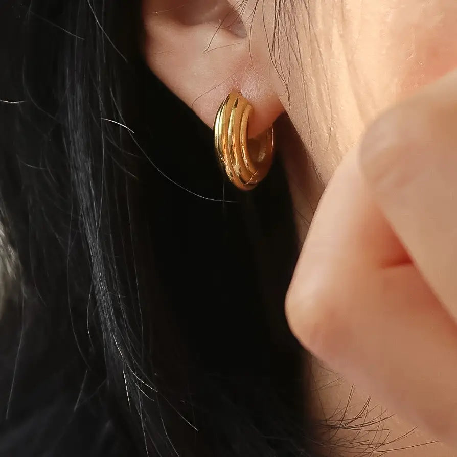 18K Gold Non-Tarnish Chunky Hoop Earrings