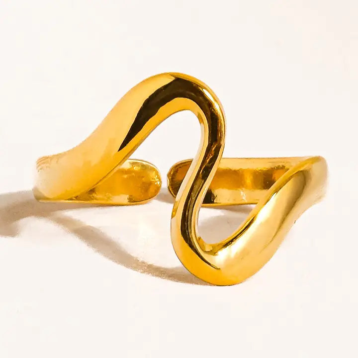 18K Gold Non-Tarnish Abstract Thin Ring
