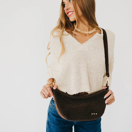 Structured Suede Woven Crossbody