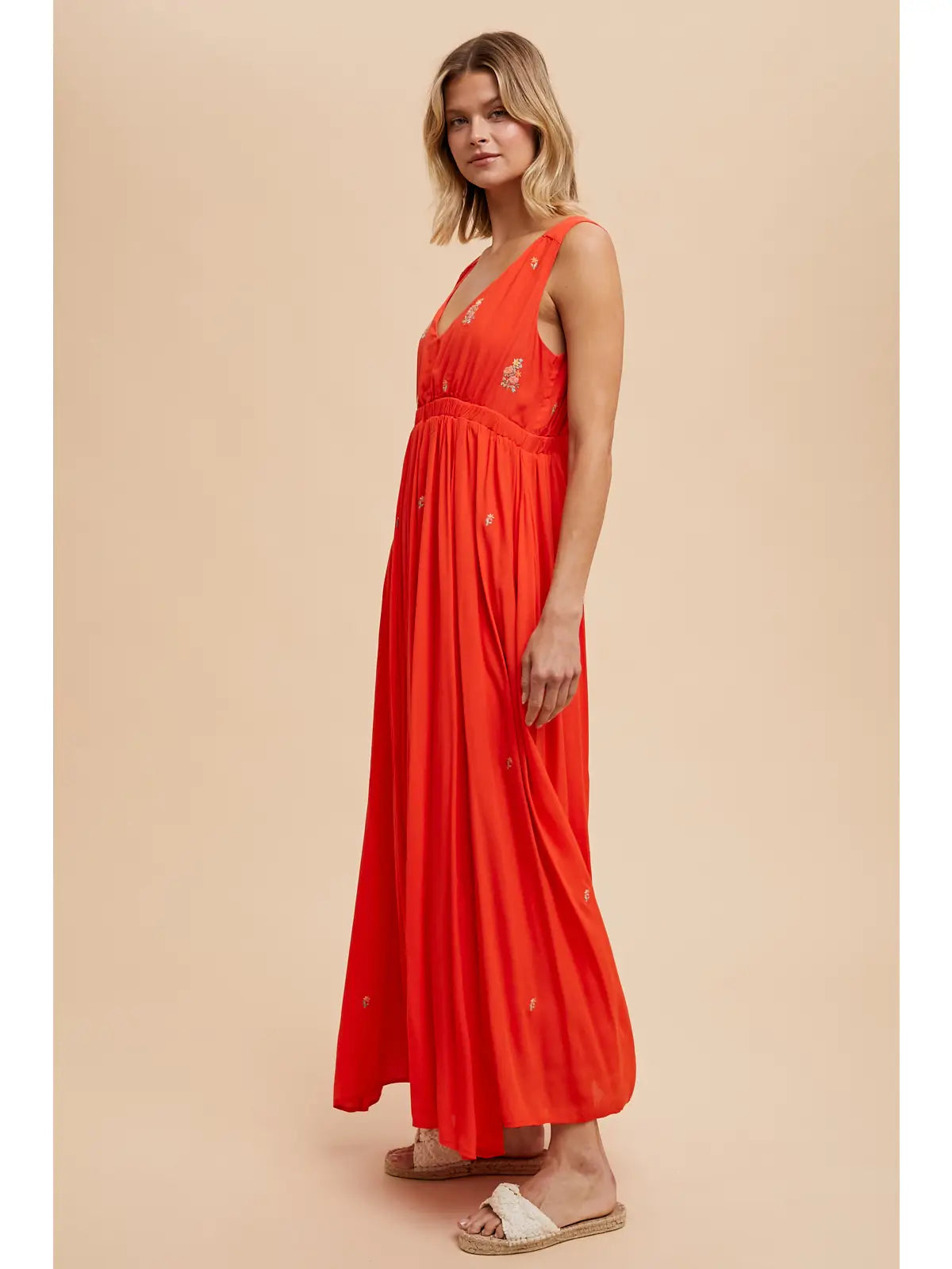 Cassie All Over Embroidered Sleeveless Maxi Dress
