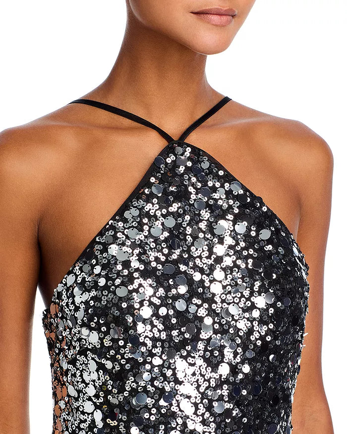 Angel Sequin Halter Neck Mini Dress
