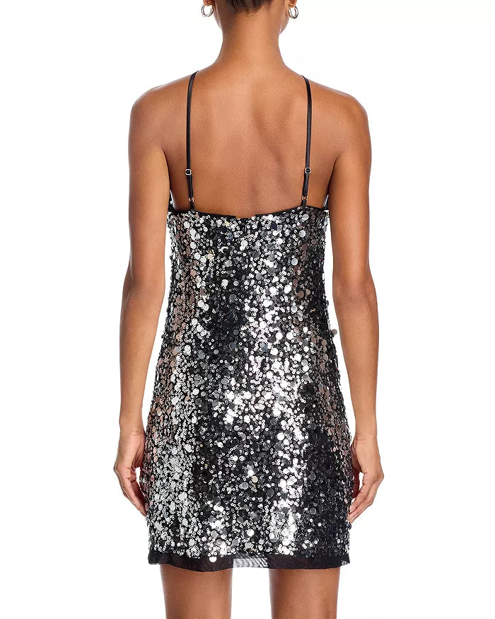 Angel Sequin Halter Neck Mini Dress