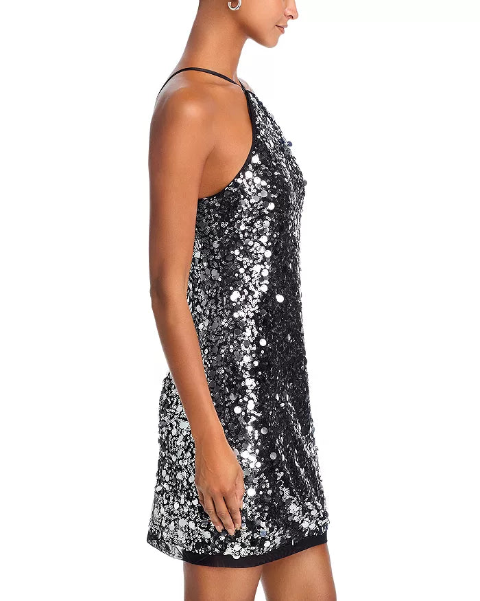 Angel Sequin Halter Neck Mini Dress