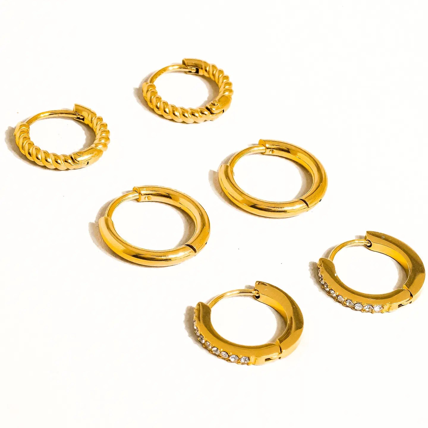 18K Gold Non-Tarnish Cz Hoops Earring