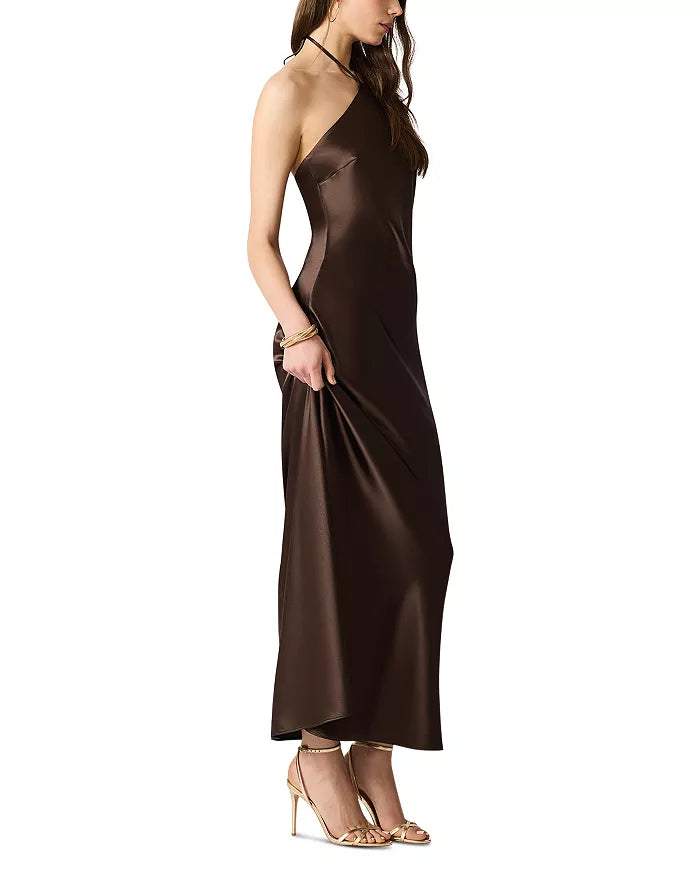 Flora Satin Halter Dress