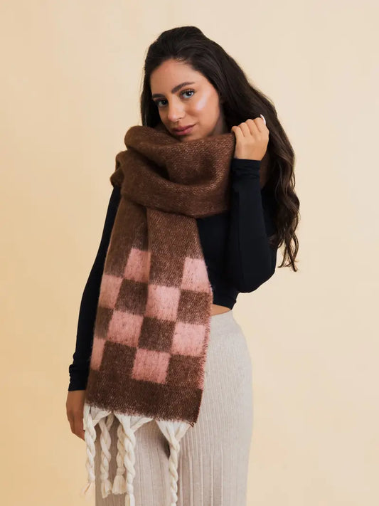 Oversized Chunky Plaid Scarf