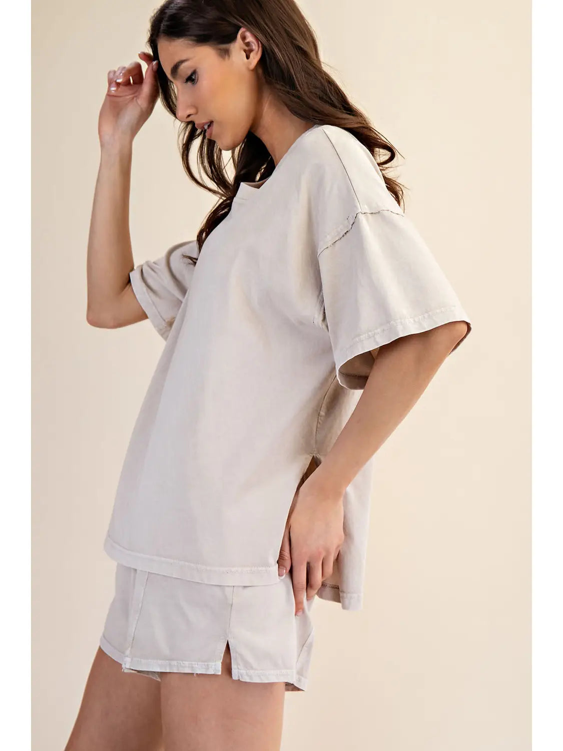 Amber Mineral Washed Side Slit Short Set