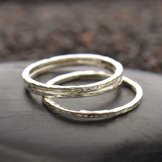 Hammer Finish Stacking Rings- Sterling Silver