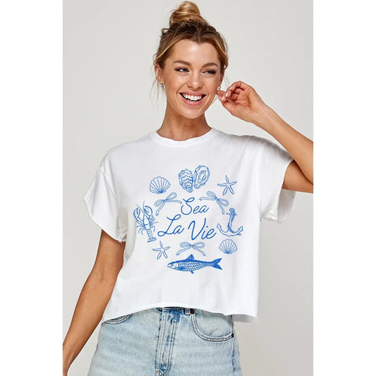 Sea La Vie Vintage Graphic Crop Top