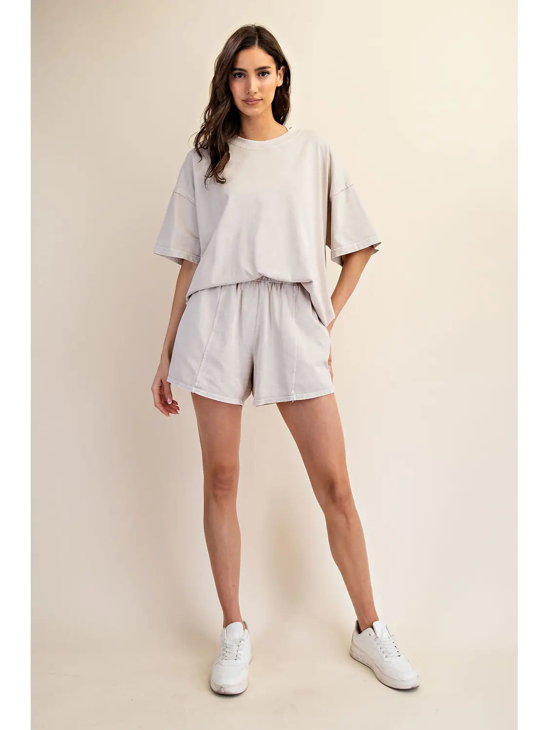 Amber Mineral Washed Side Slit Short Set