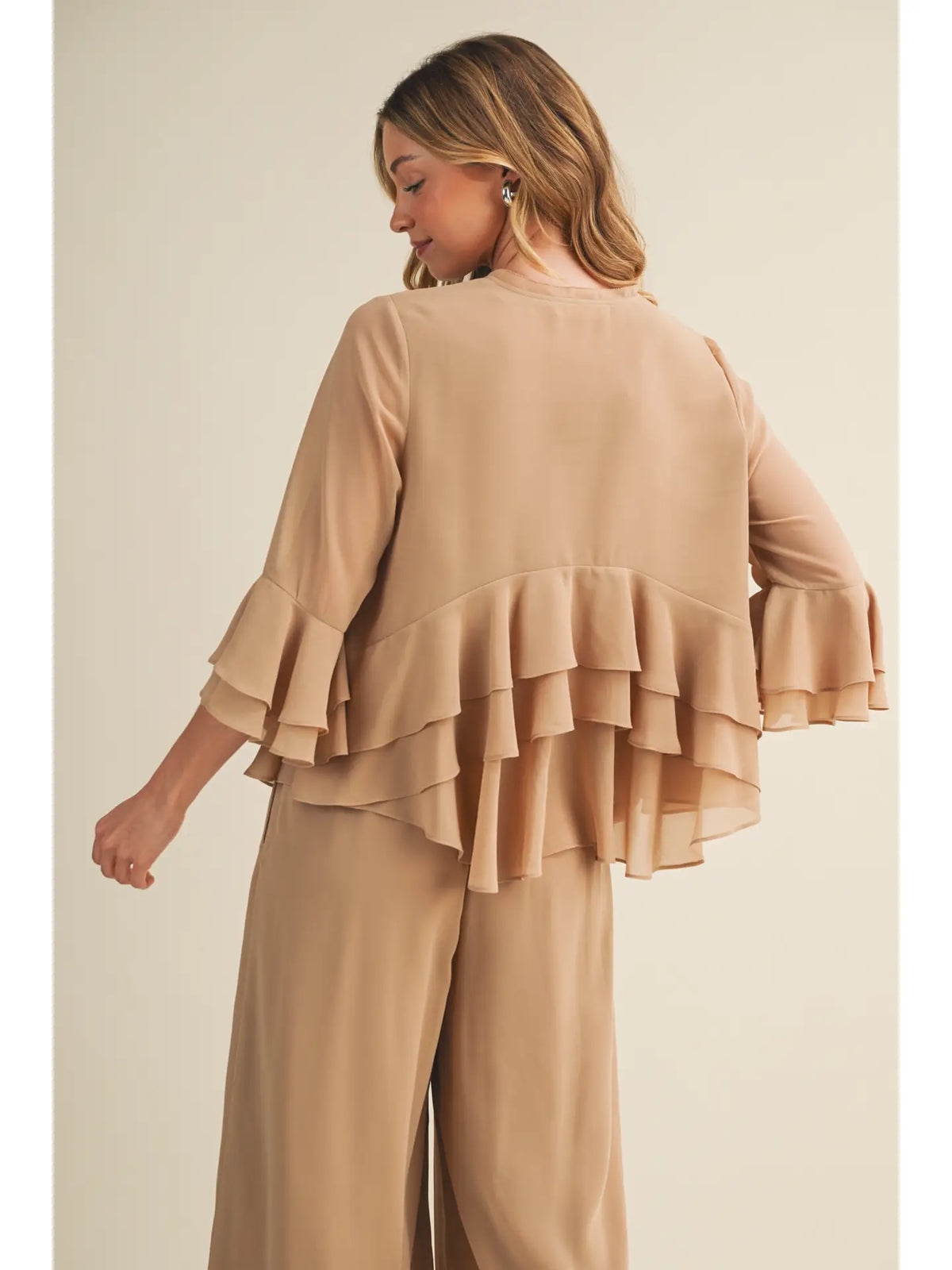 Carmen Lace-Up Ruffle Tiered Peplum Blouse
