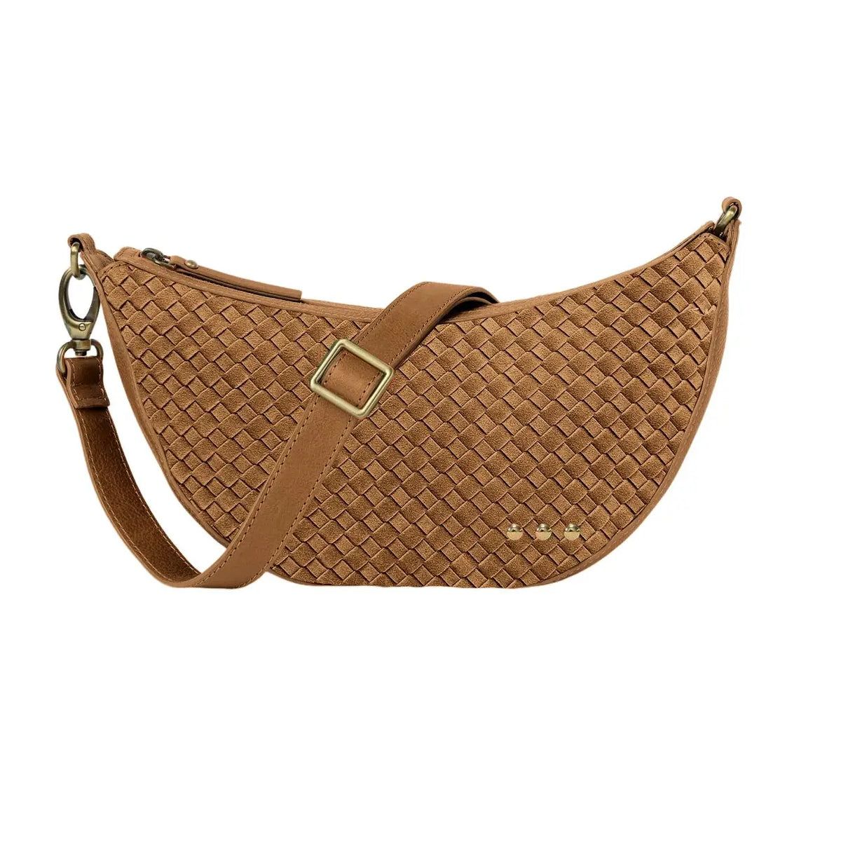 Structured Suede Woven Crossbody