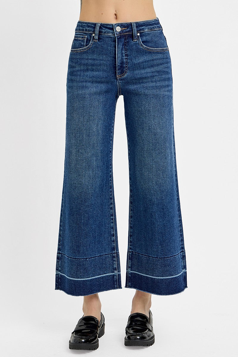 Sonnie Tummy Control High Rise Crop Wide Hem Jeans