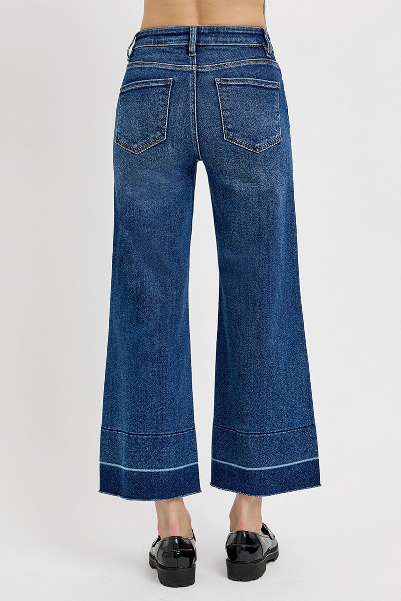 Sonnie Tummy Control High Rise Crop Wide Hem Jeans
