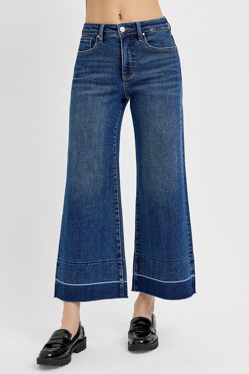 Sonnie Tummy Control High Rise Crop Wide Hem Jeans