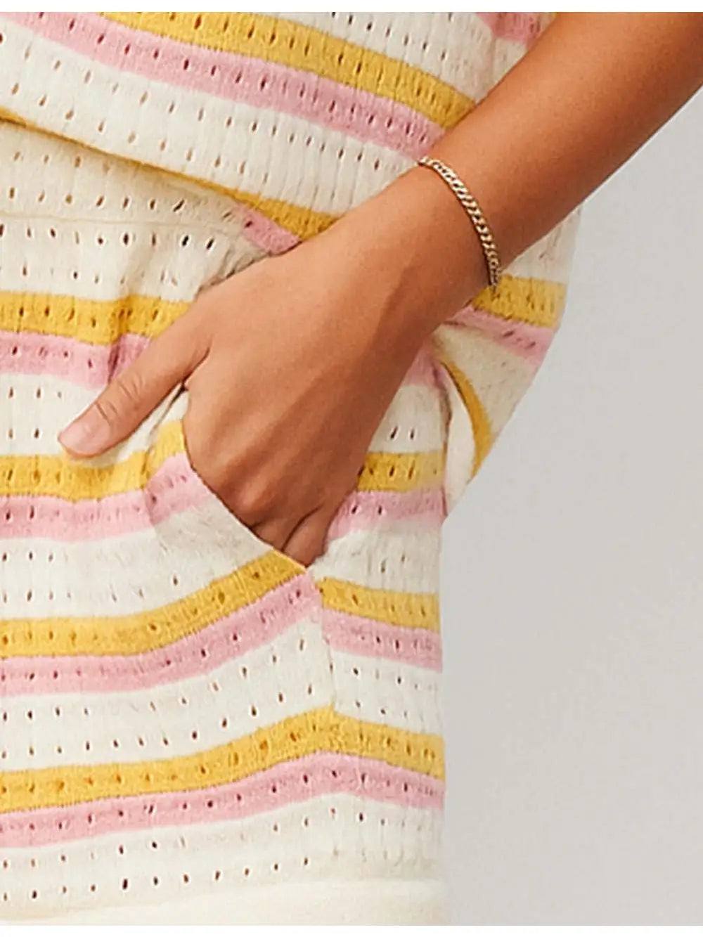 July Stripe Color Block Knit Top & Shorts Set