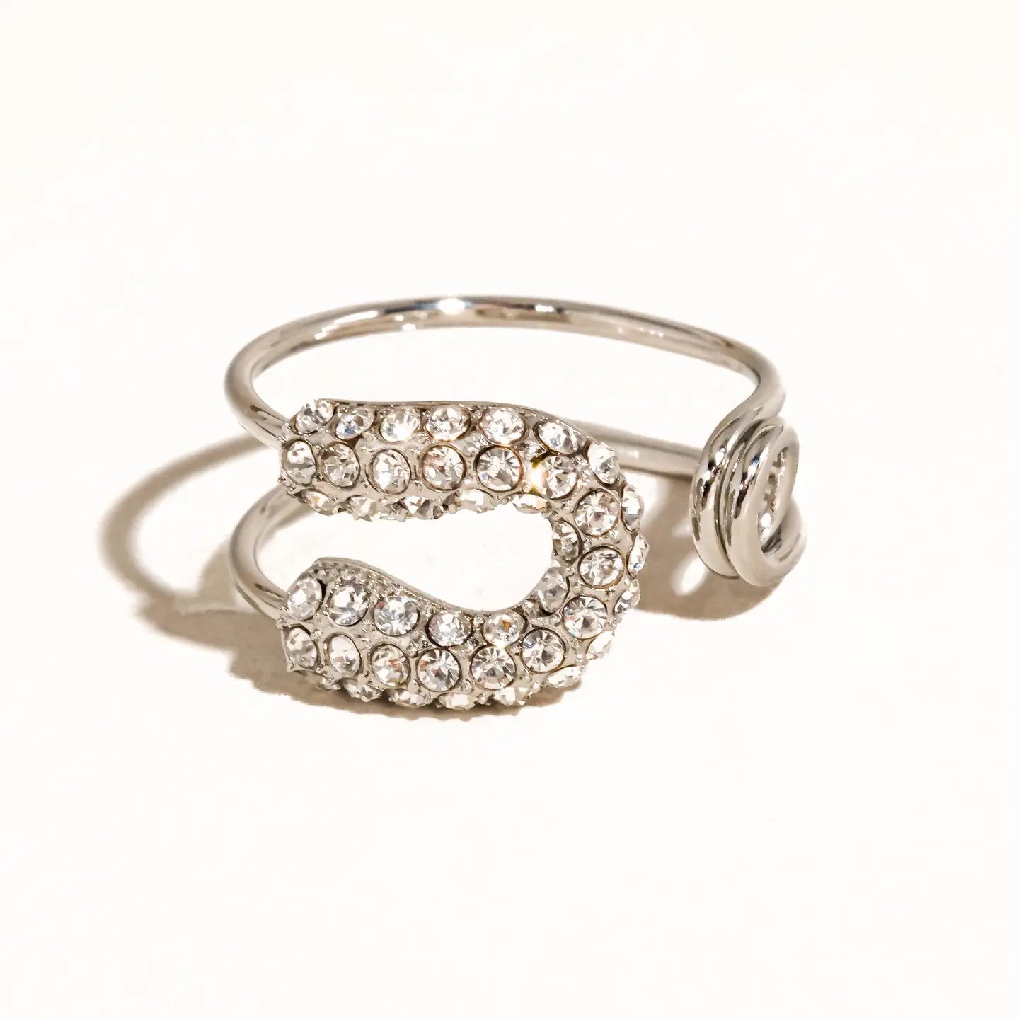 Non-Tarnish Rhinestone Safety Pin Ring