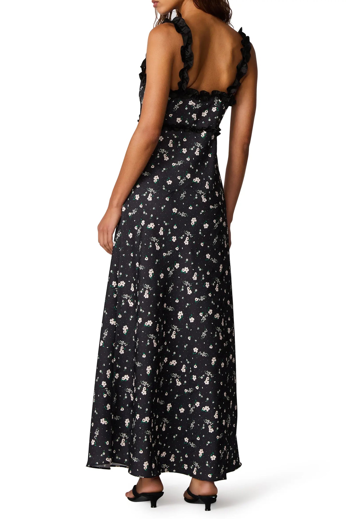 Lavern Floral Ruffle Trim Maxi Dress