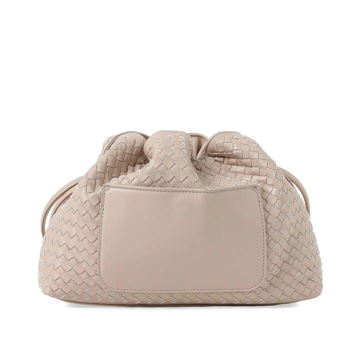 Cinched Woven Vegan Leather Bag
