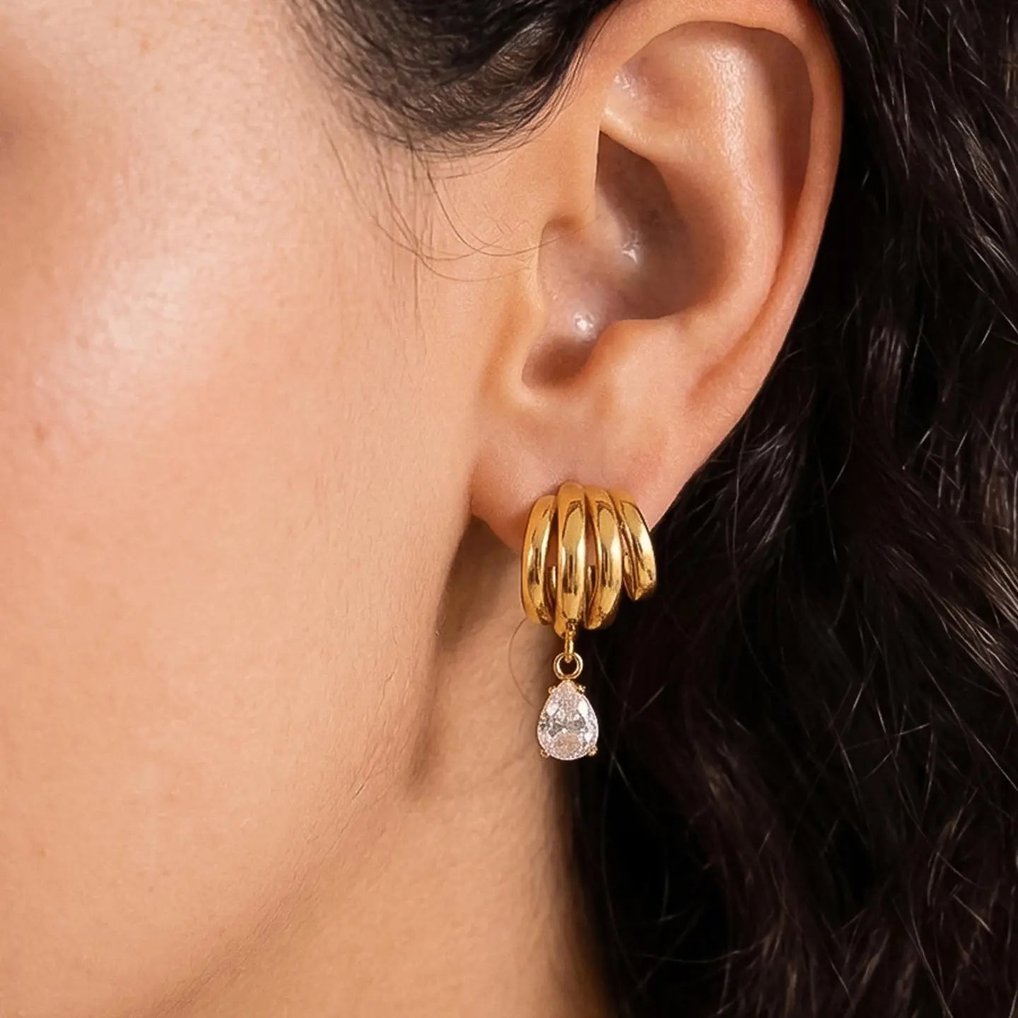 18K Gold Non-Tarnish Classic Cz Drop Earring
