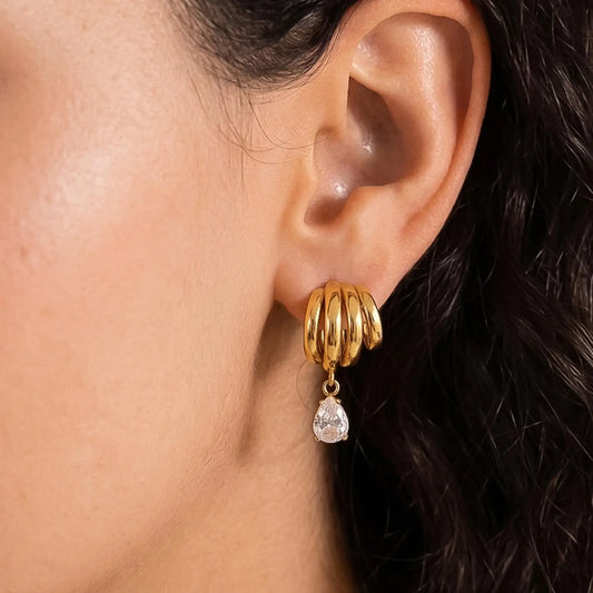 18K Gold Non-Tarnish Classic Cz Drop Earring
