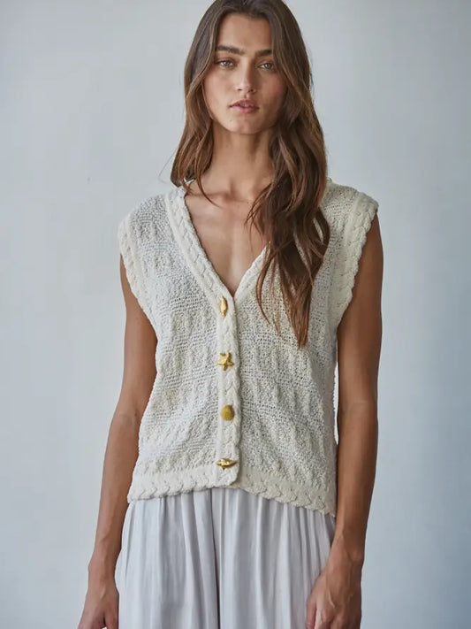 Shelly Sweater Button-Down Vest