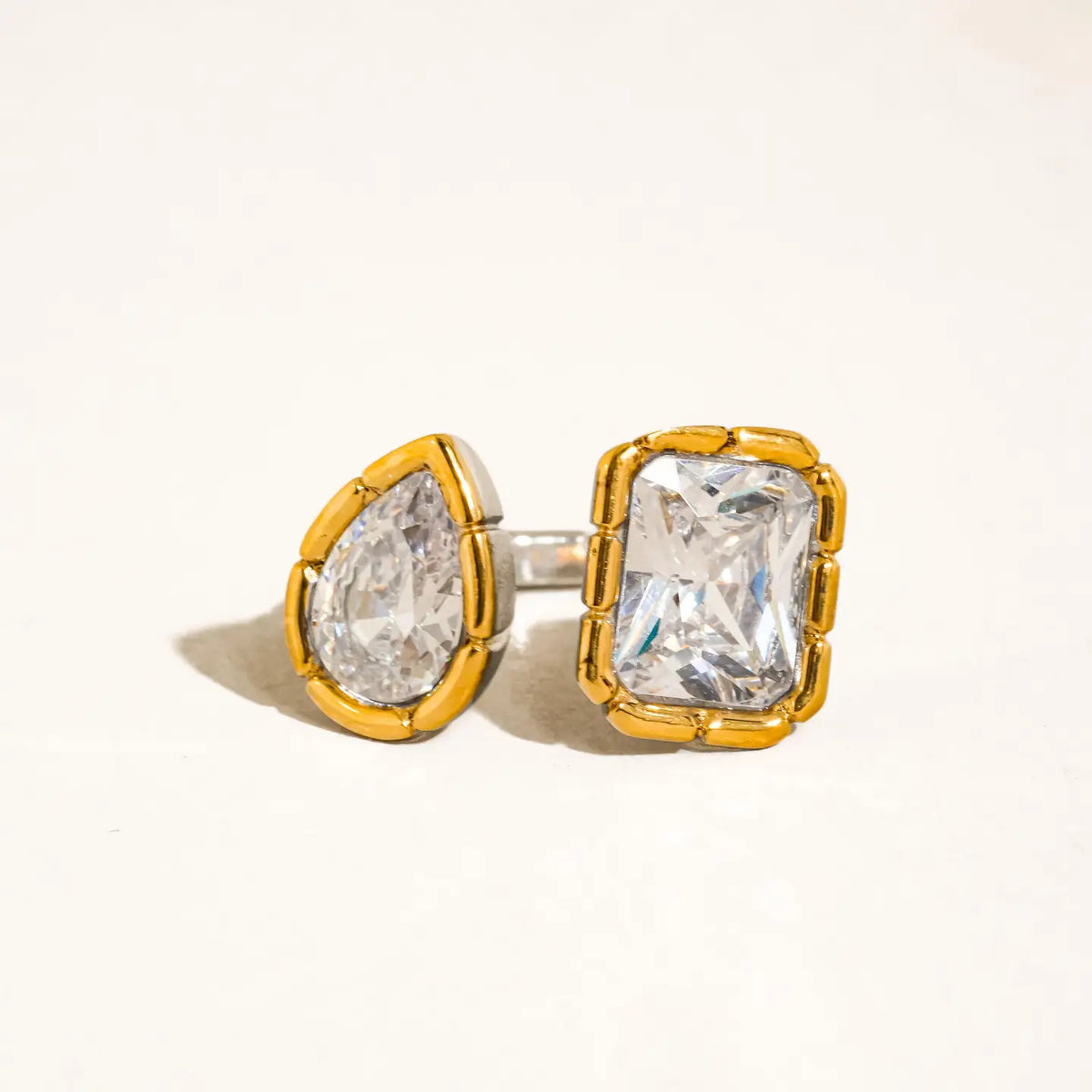 18K Gold Non-Tarnish Cz Adjustable Ring