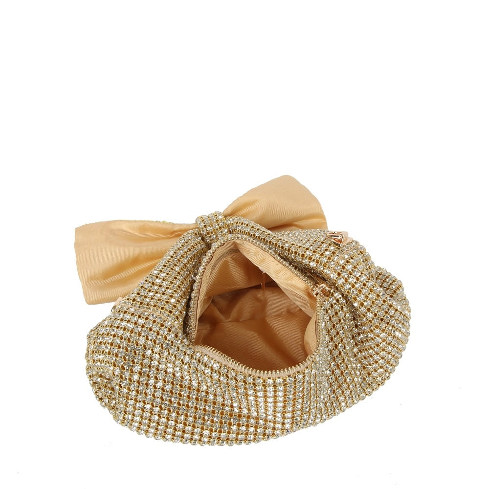 Rhinestone Bow Handle Evening Bag