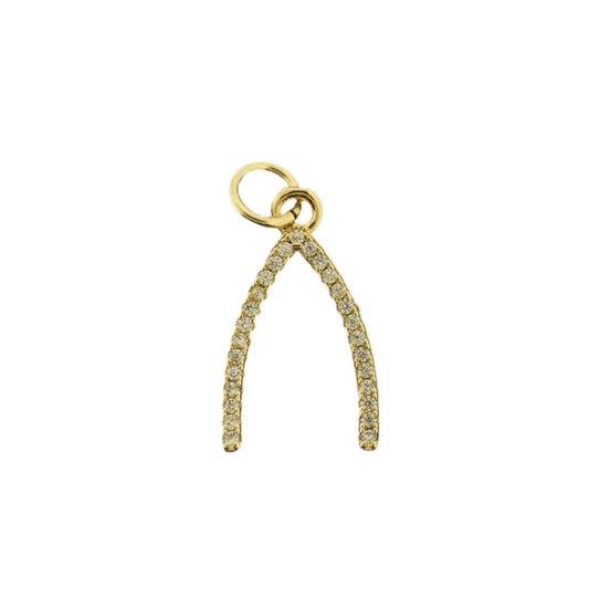18k Wishbone Charm