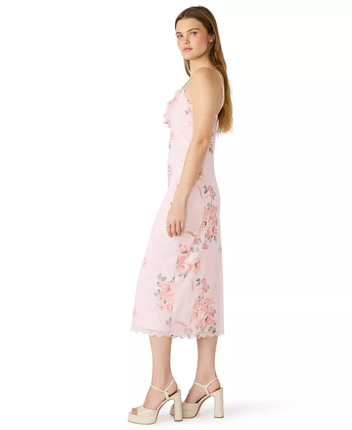 Juliany Floral Printed Mesh Midi Dress