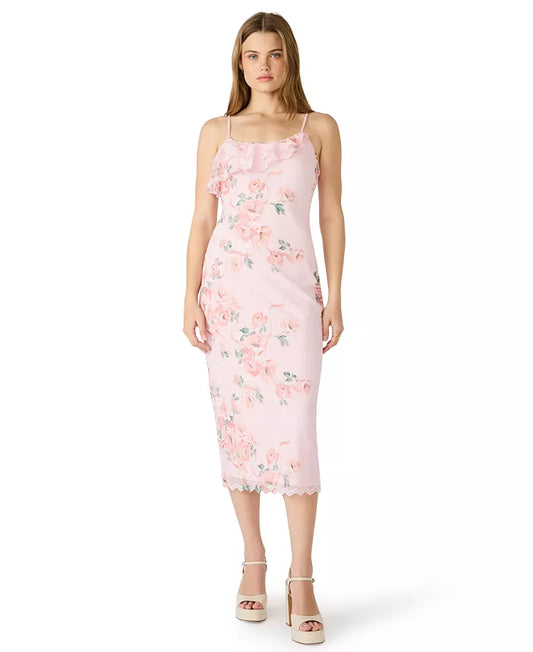 Juliany Floral Printed Mesh Midi Dress