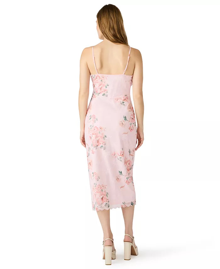 Juliany Floral Printed Mesh Midi Dress