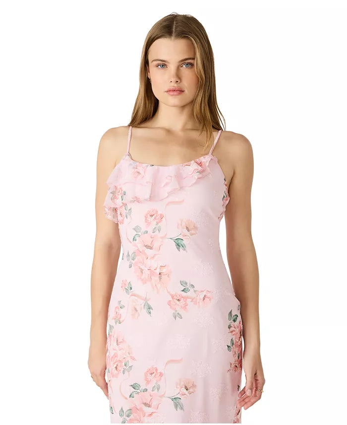 Juliany Floral Printed Mesh Midi Dress