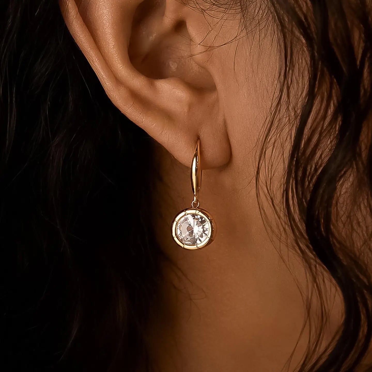 18K Gold Non-Tarnish Oval Cz Earrings