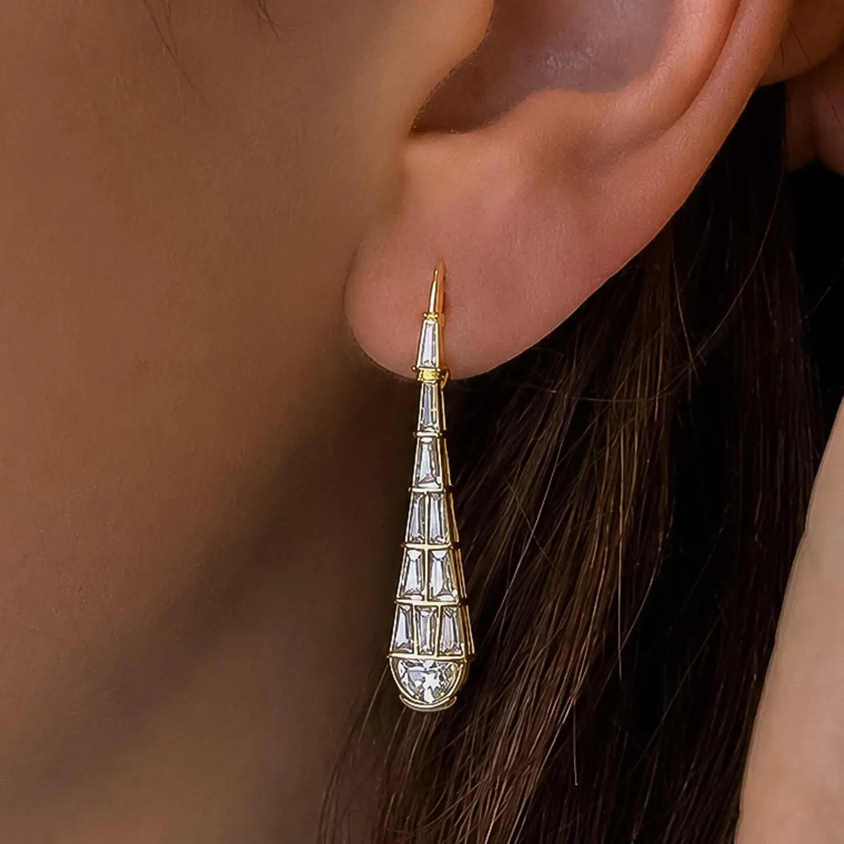 18K Gold Non-Tarnish Cz Serpent Earrings