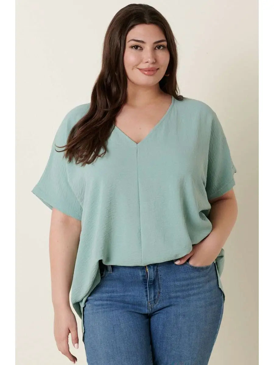 Naomi Dolman Sleeve Woven Top- Plus