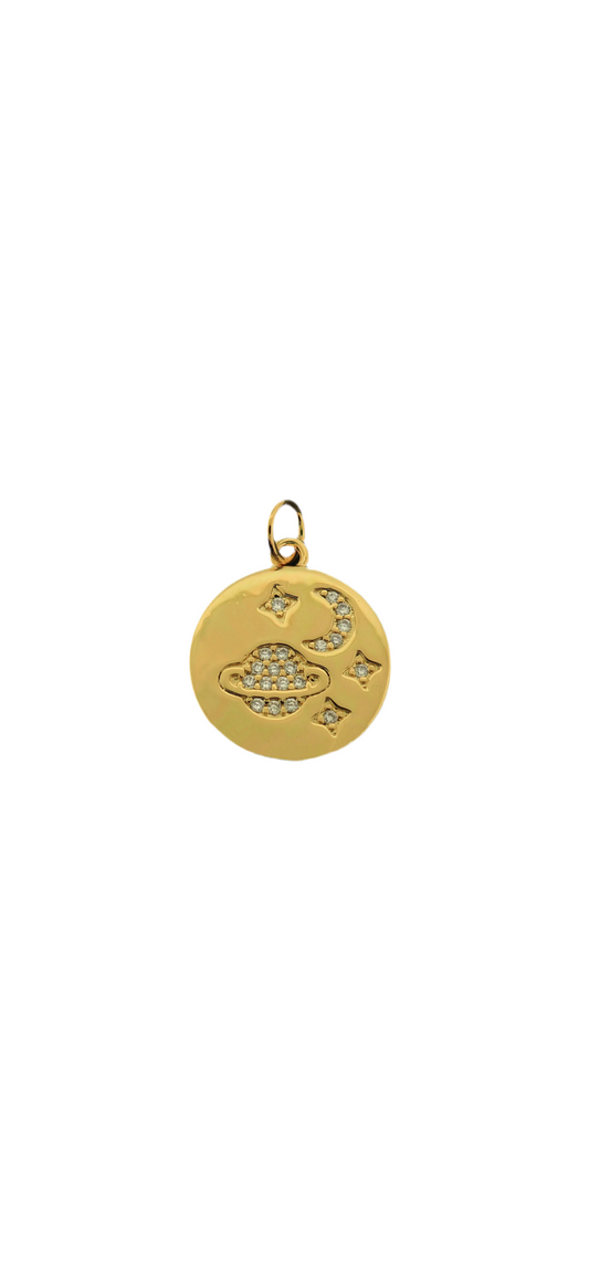 18k Gold Planet Charm