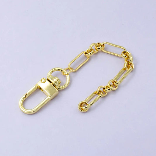 24K Gold Filled Rolo Paperclip Chain Link Bag Purse Charm