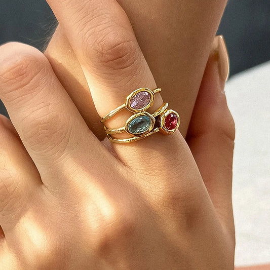 18K Gold Non-Tarnish Vintage Gemstone Ring