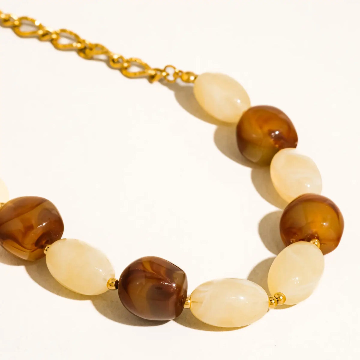 18K Gold Non-Tarnish Beaded Chain Necklace