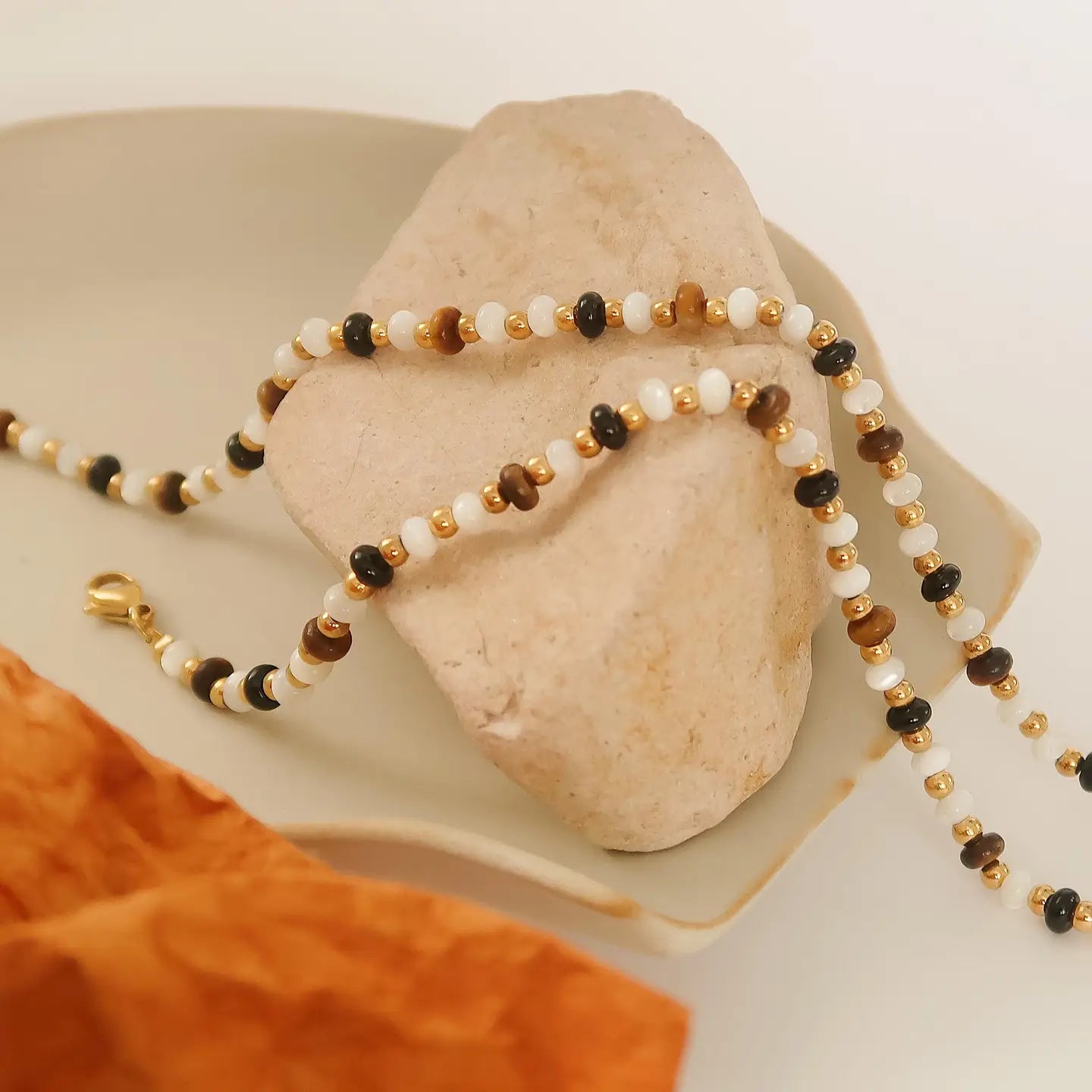 18K Gold Non-Tarnish Boho Beaded Necklace