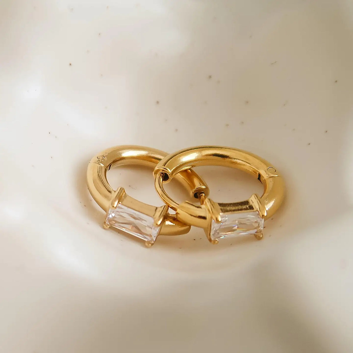 18K Gold Non-Tarnish Cz Huggie Earrings