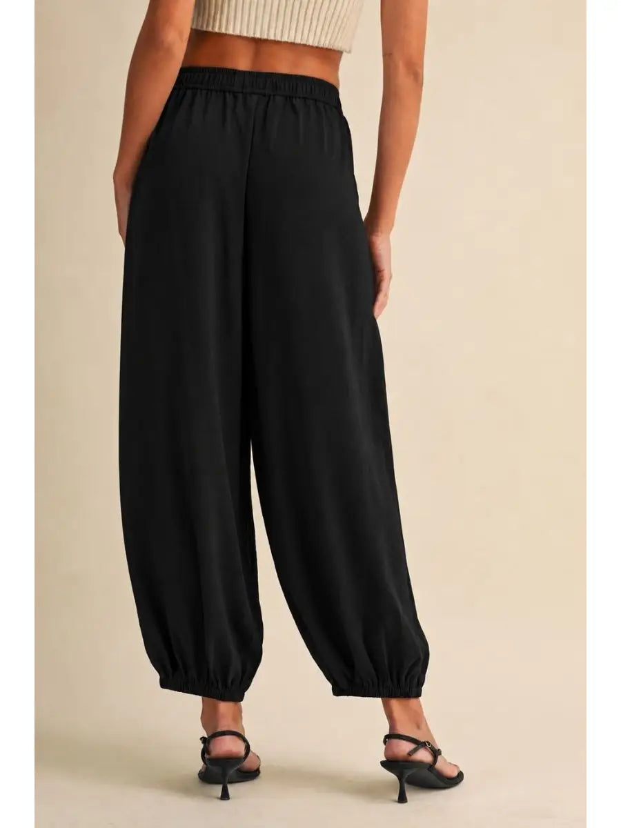 Senny Satin Elastic Waistband Balloon Pants