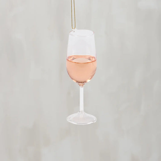 Glass Blush Wine Ornament