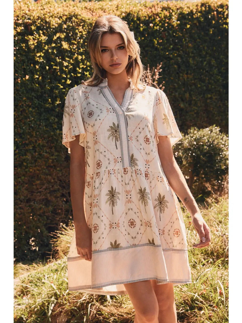 Calla Tropical Printed Woven Mini Dress