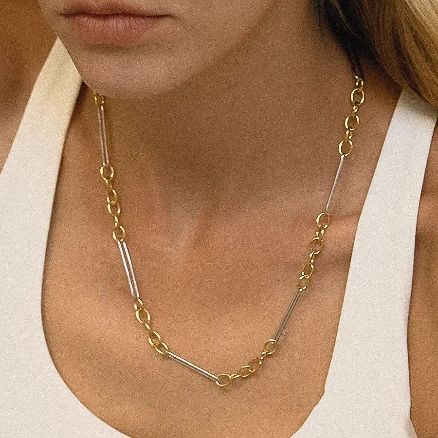 18K Gold Non-Tarnish Mixed Chain Necklace