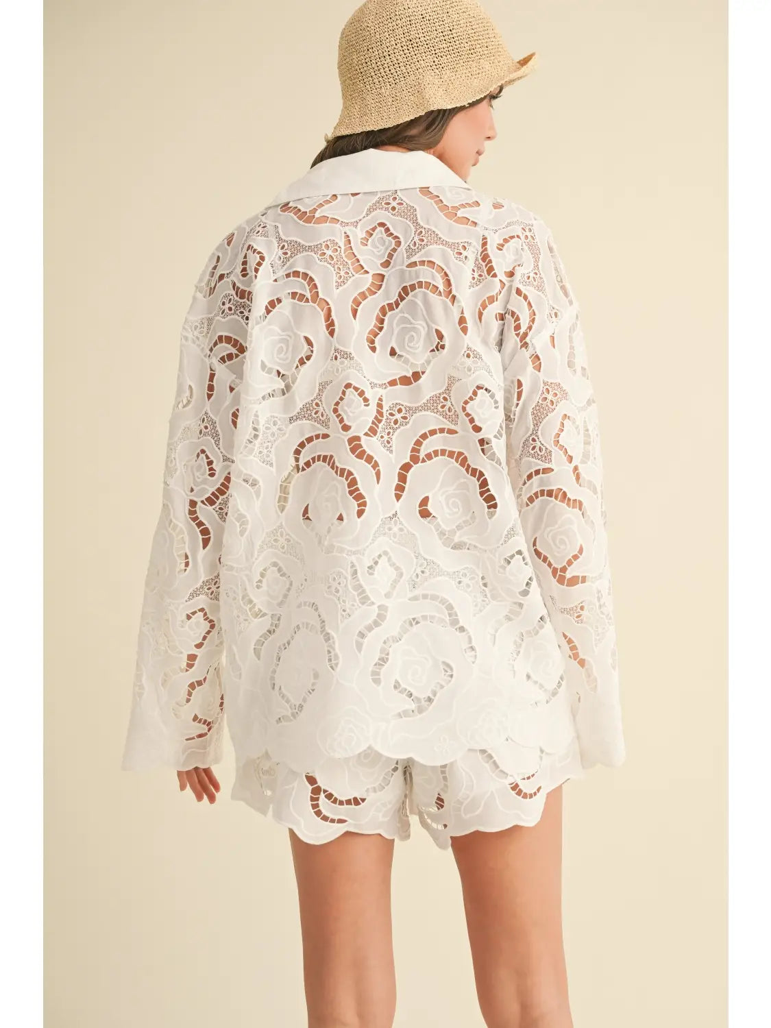 Cora Eyelet Lace Pattern Button Up