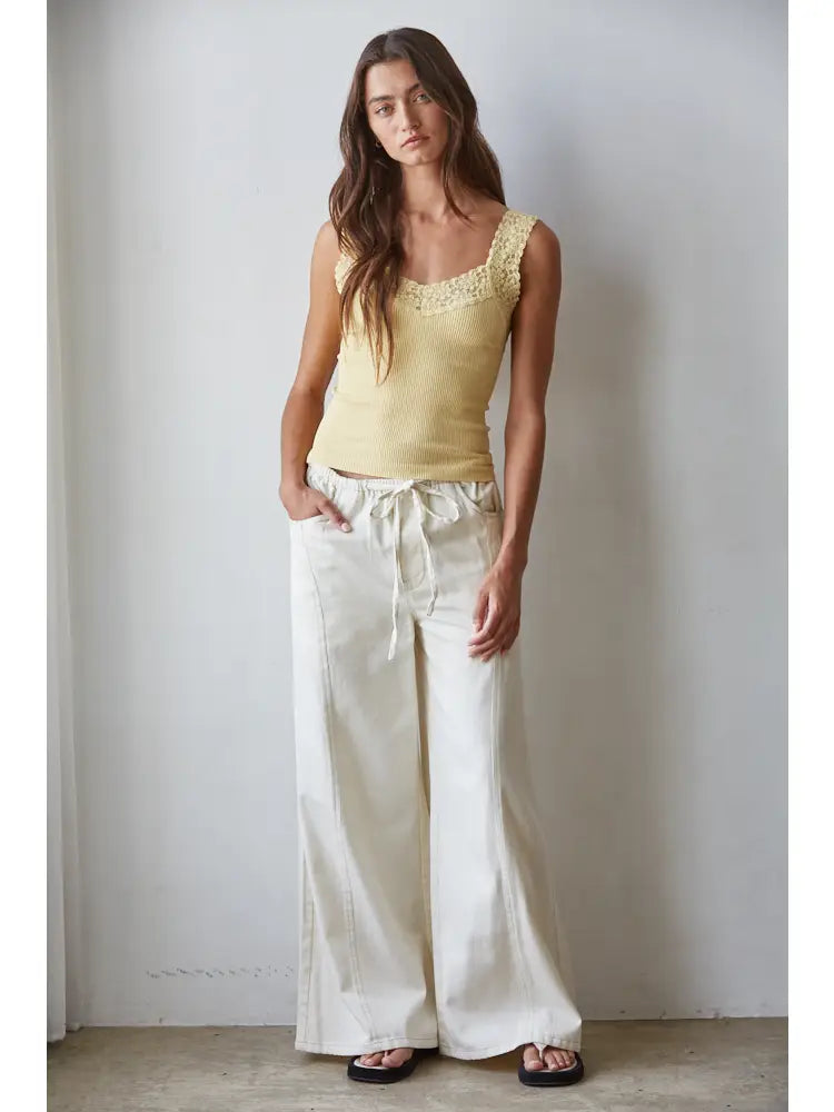 Dani Seamless Ribbed Lace Trim Tank