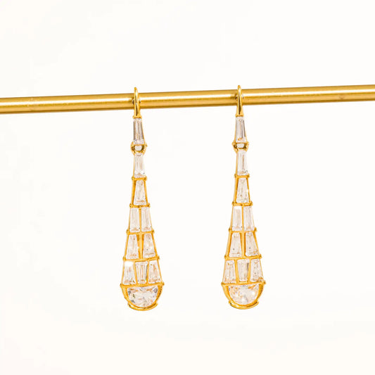 18K Gold Non-Tarnish Cz Serpent Earrings
