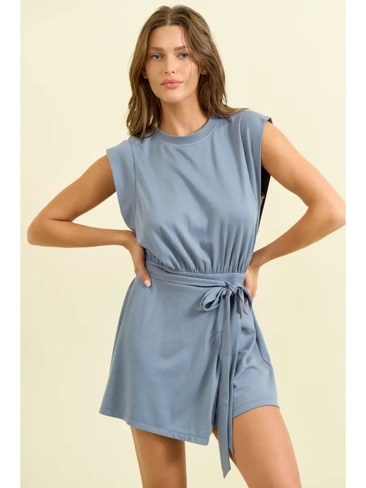 Dawn Asymmetrical Wrap Drop Sleeve Knit Romper